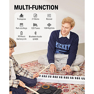 Donner DP 06 Folding Bluetooth Piano 61 Keys Sensitive Travel Piano for Beginner